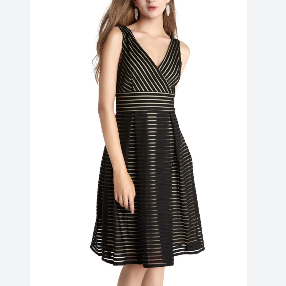 White House Black Market Shadow Stripe Fit and Flare Dress size 8